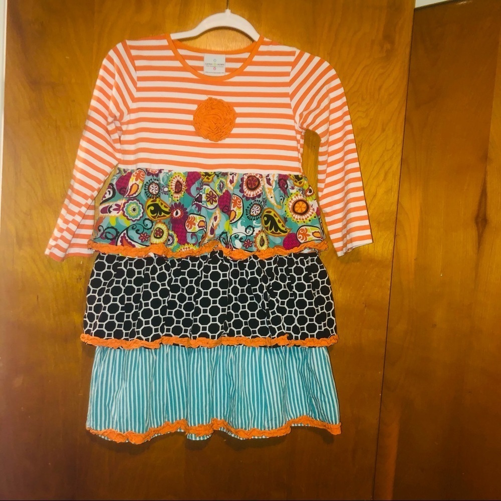 CASTLES & crown stripe ruffle layered dress 10